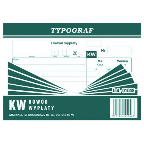 Druk Typograf Dowód Wypłaty A6/80